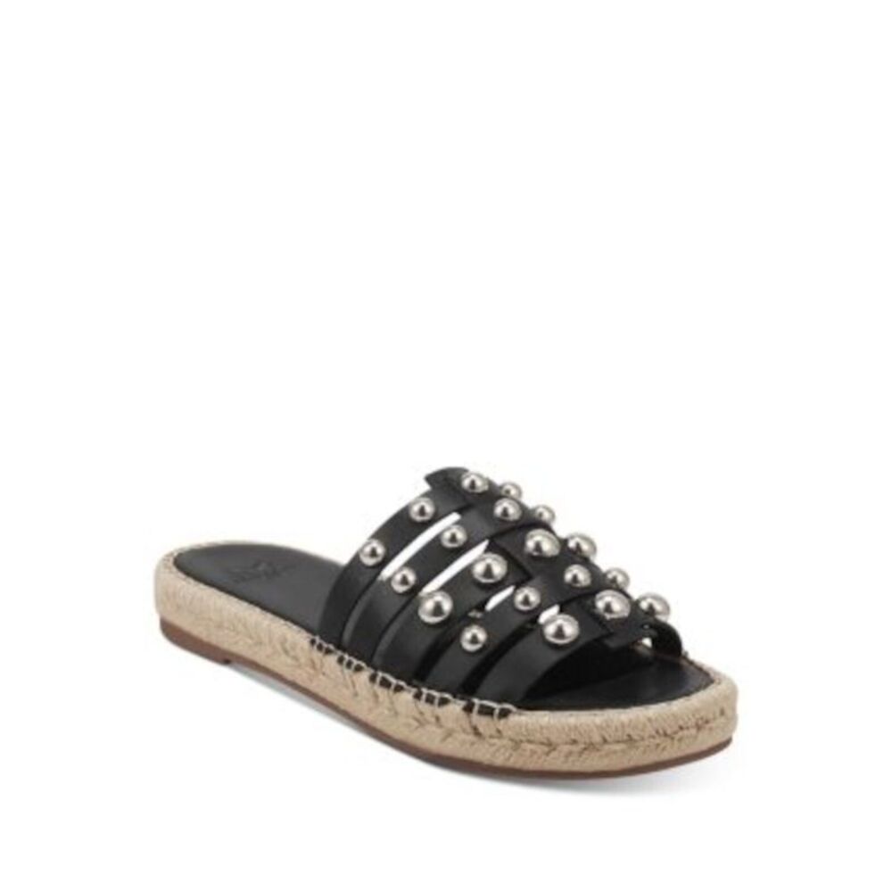 MARC FISHER Womens Black Tamie Toe Platform Slip On Leather Espadrille Shoes 6 M